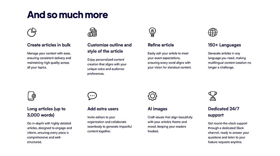 An example of a features section on a SaaS landing page