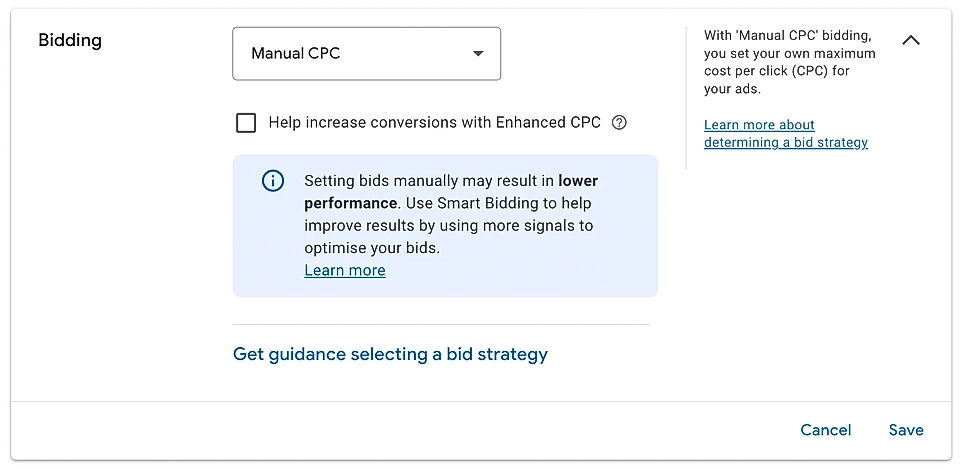 Google Ads console for ad campaign setup