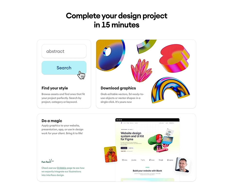 A features section example on a SaaS landing page
