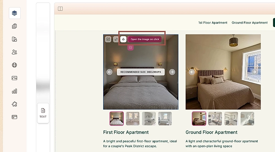 Enable the popup modal for an image gallery