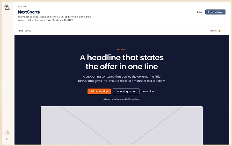 An example of a ready brand overview in the LandingRabbit agency app
