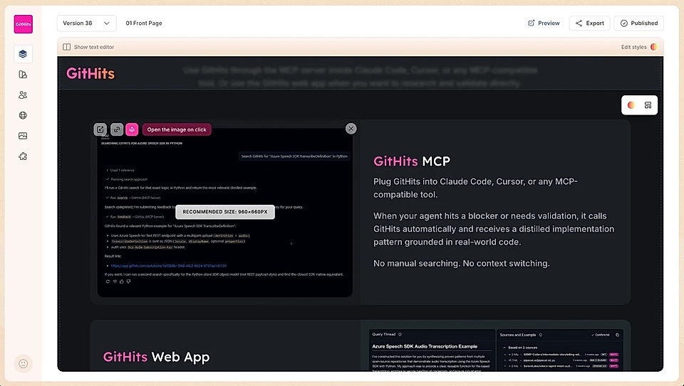 LandingRabbit page editor and page preview: set an image to open in a popup.