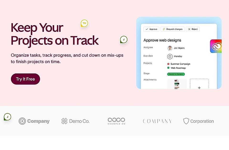 A landing page preview with real-time commenting