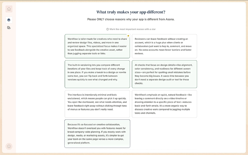 A competitor comparison and reasons why to choose a specific application