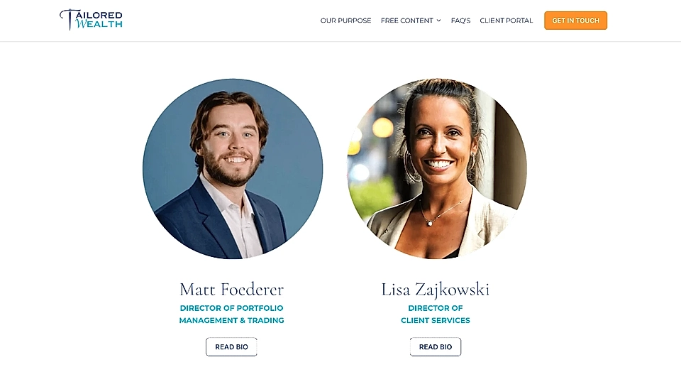 A custom Collection page view example with "Our Team" content