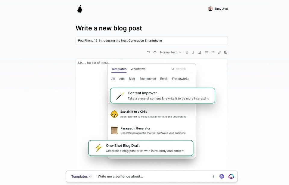 A view from AI-assisted blog post editing tool