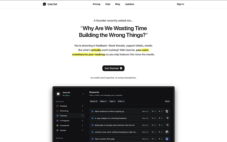 A SaaS landing page hero example