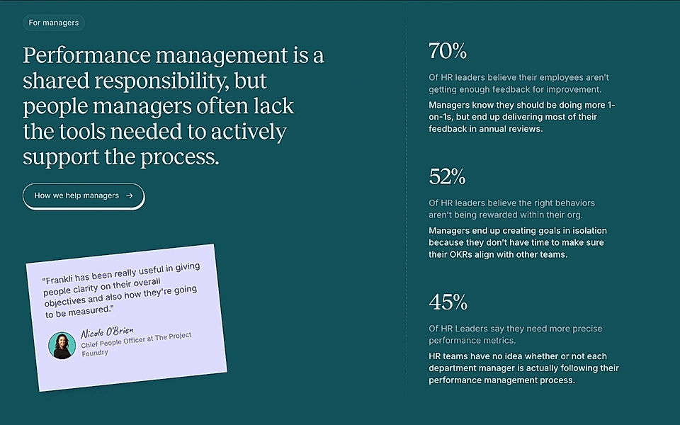 A problem section example on a SaaS website