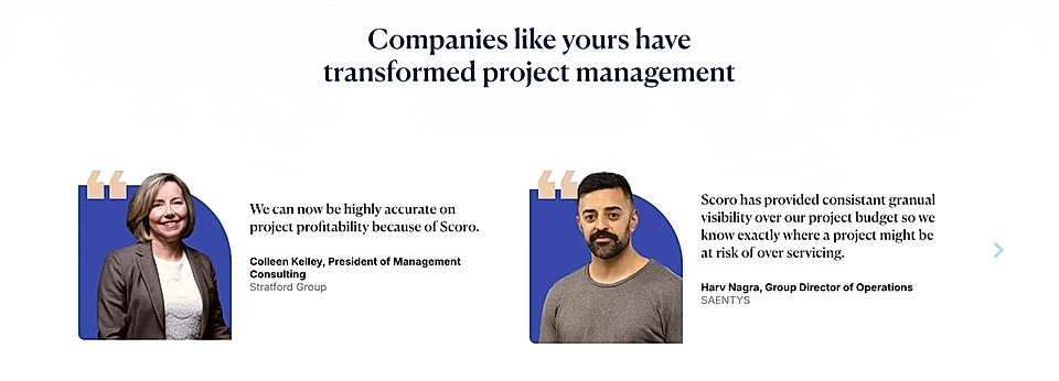 Testimonials on a Google Ads landing page