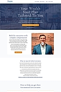 Tailored Wealth website homepage with retirement planning headline, CTA buttons, and advisor video preview.