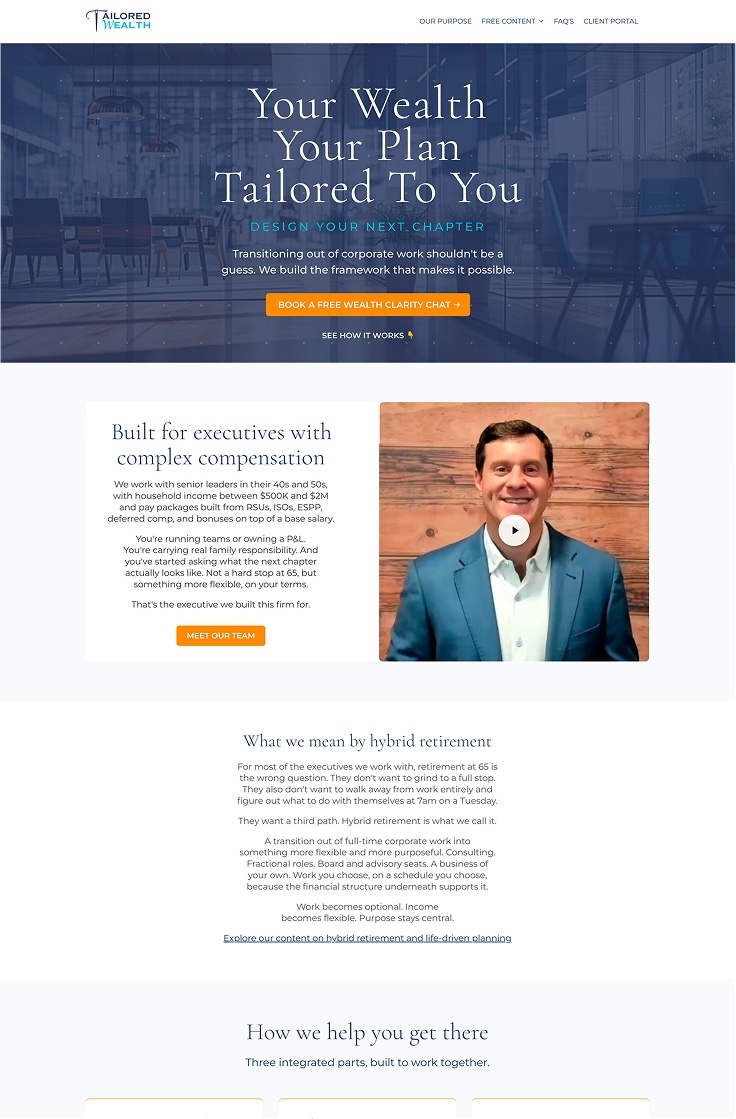 Tailored Wealth landing
  page screenshot