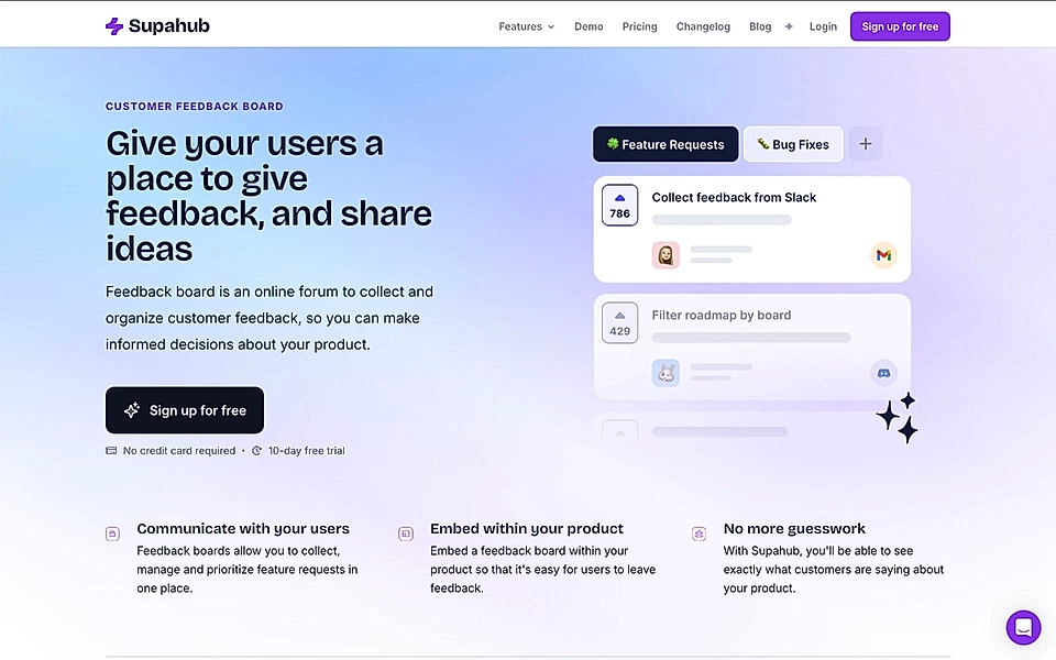 An example of SaaS website hero section