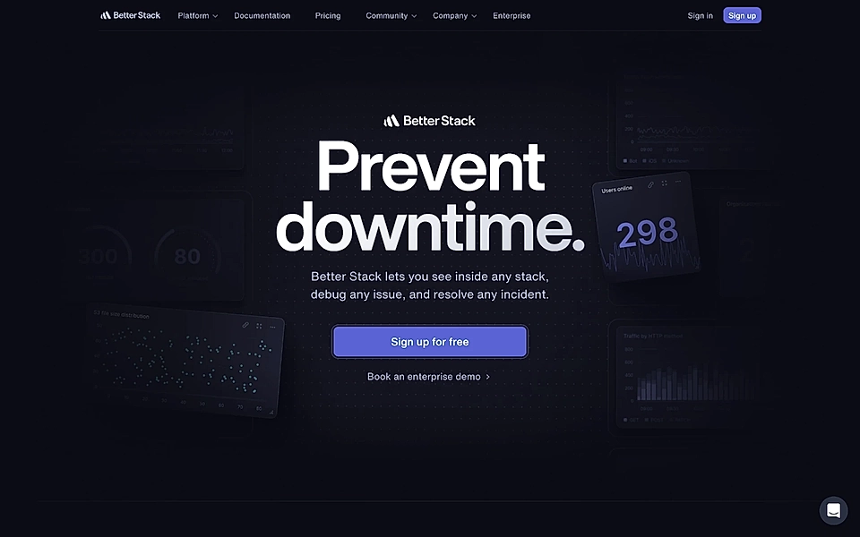 A website hero section example by BetterStack
