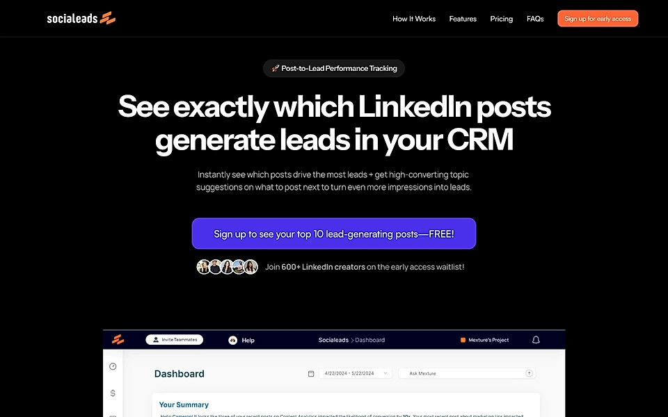 A SaaS landing page hero example