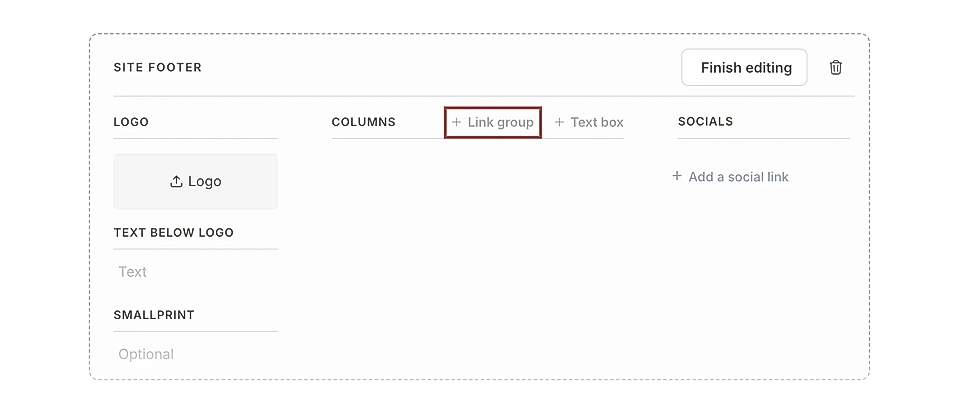 Add a link or multiple links to the footer
