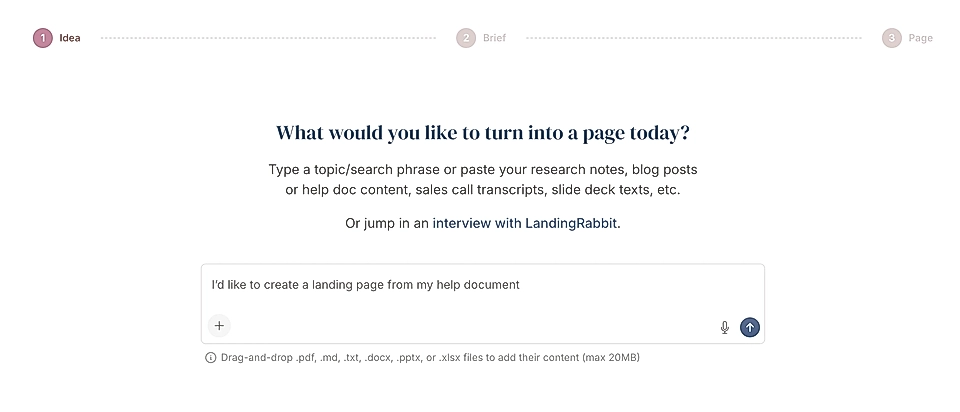 LandingRabbit new page creation view