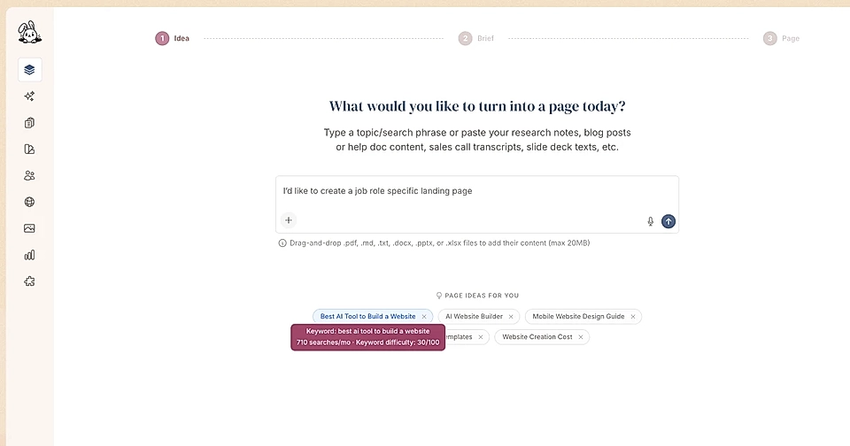 Create a new page view and page recommendations with search engine data insights