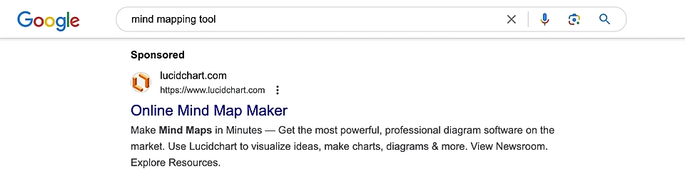 A Google Ads copy text example with a good message match