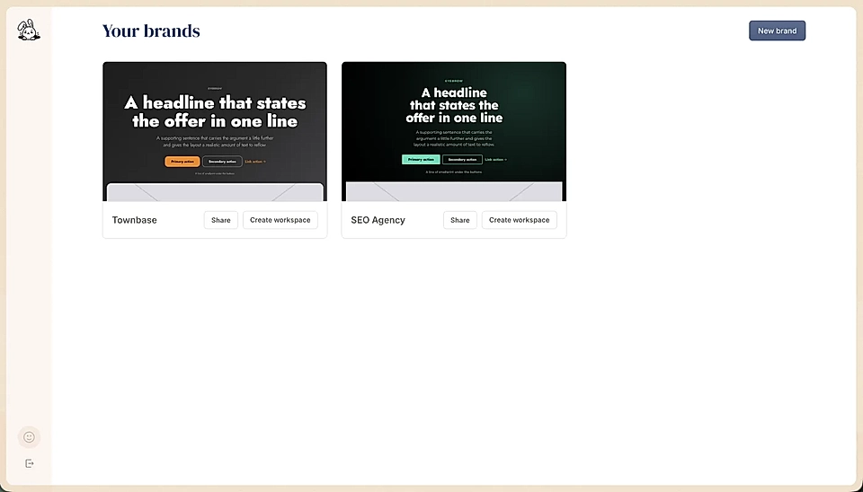 An example of agency's brands dashboard with two brands