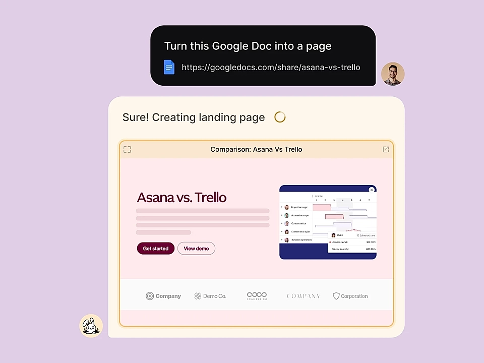 A user turning Google Docs into a branded landing page