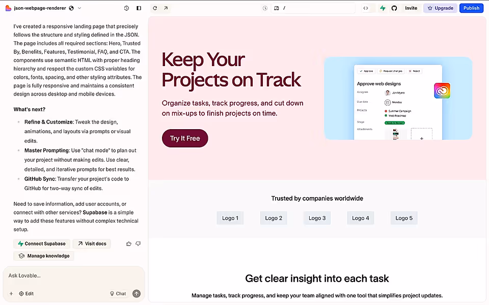LandingRabbit to Lovable integration and chat view