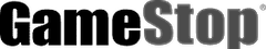 Logo of GameStop, a video game retailer, in bold black letters with a distinctive font.