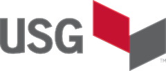 Logo of USG Corporation featuring the letters 'USG' in gray with a red and gray geometric shape.