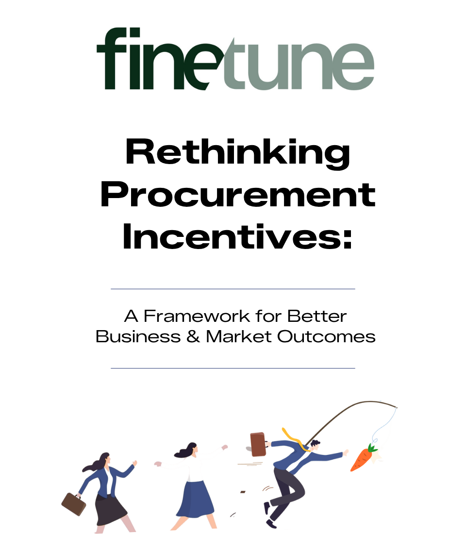 Cover page of a document titled 'Rethinking Procurement Incentives' with illustrations of business professionals.