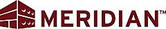 Logo of Meridian featuring a stylized building design in maroon, with the word 'MERIDIAN' in bold lettering.