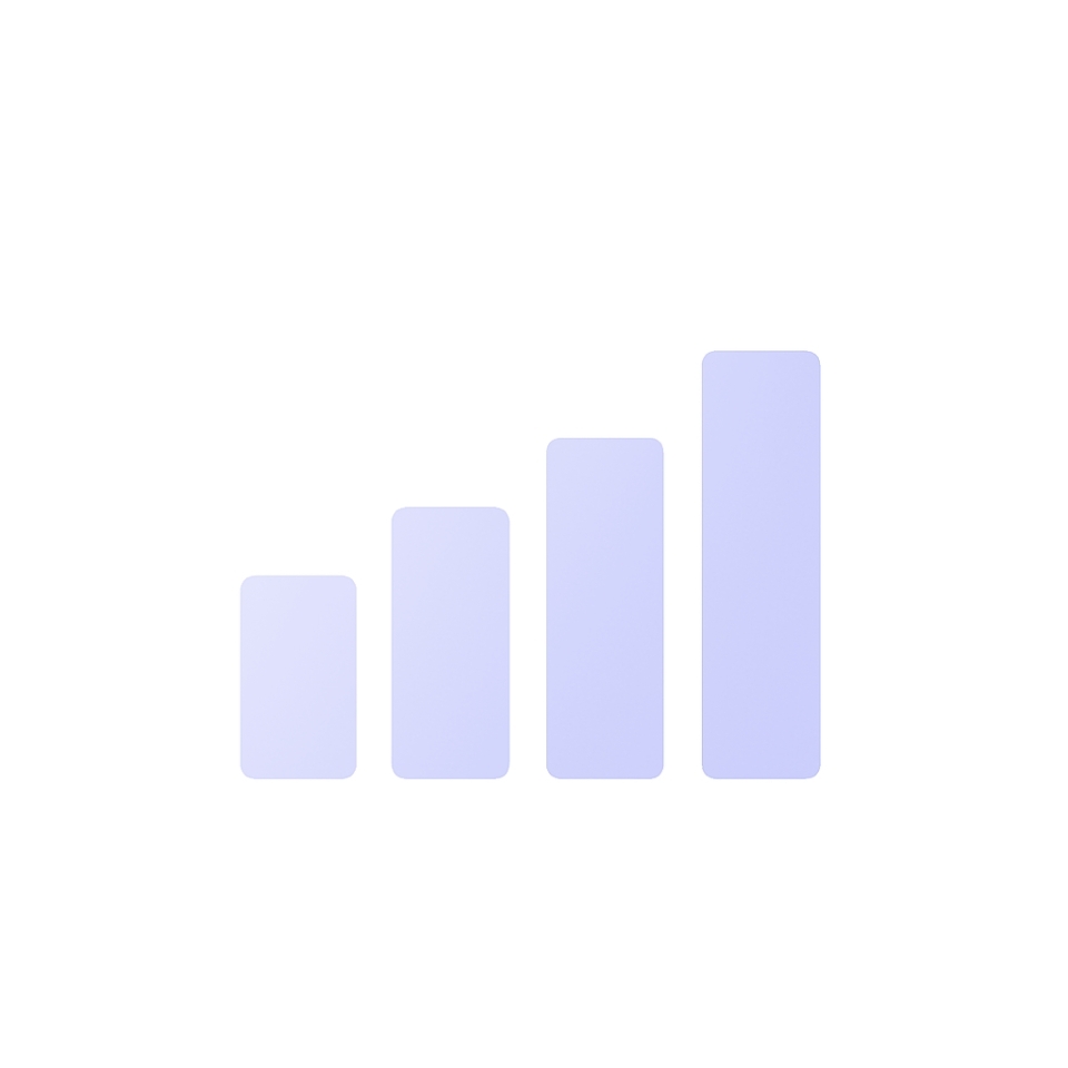 Four vertical bars in ascending order, illustrating growth or progress, set against a plain white background.
