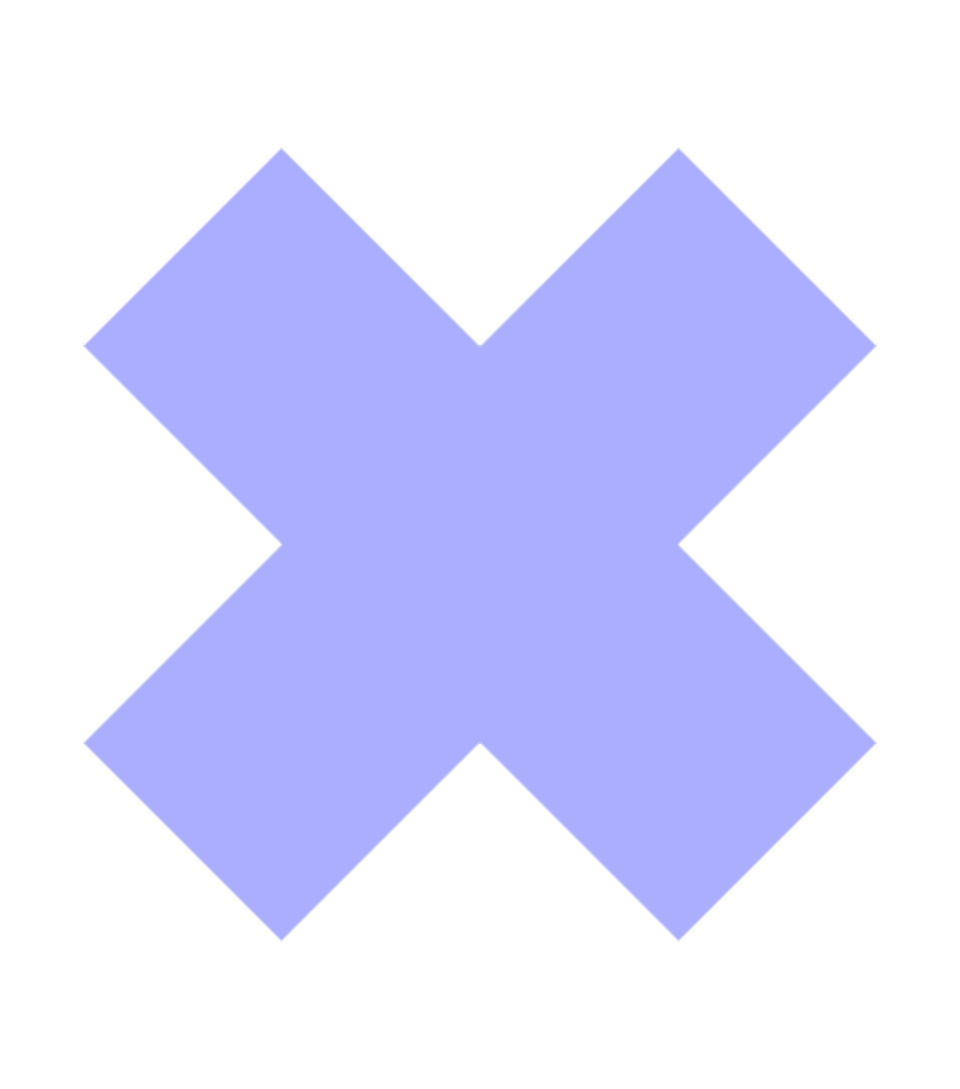 A large purple X shape on a black background, featuring sharp edges and a smooth surface.