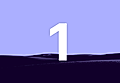 Stylized number '1' displayed against a soft purple gradient background with dark, wavy terrain in the foreground.