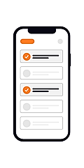 Smartphone displaying a checklist interface with completed and incomplete tasks, emphasizing task management.