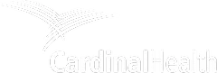 Cardinal Health logo in white text with curved line graphic on a black background