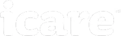 iCare logo in white lowercase letters on a dark background