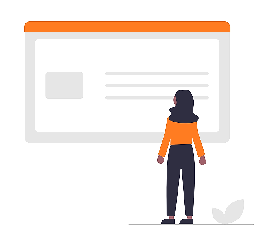 Woman viewing a large web page mockup on a desktop screen