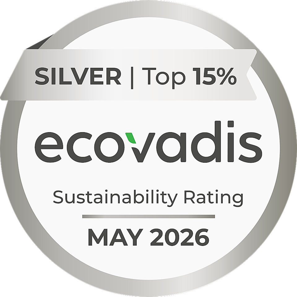 EcoVadis Silver Top 15% sustainability rating badge, May 2026