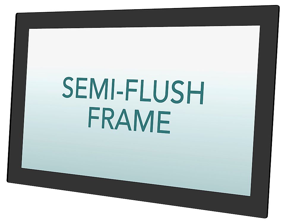 Illustration of a semi-flush frame with the words 'SEMI-FLUSH FRAME' prominently displayed.