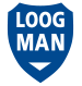 Logo of Loogman featuring a blue shield design with white text displaying 'LOOG' and 'MAN'.