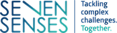 Logo of Seven Senses with the tagline 'Tackling complex challenges. Together.' in blue and green colors.