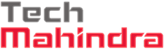 Logo of Tech Mahindra, featuring bold gray and red text, symbolizing technology and innovation.