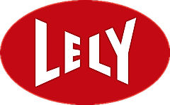 Red oval logo of Lely with bold white lettering, representing the agricultural technology company.