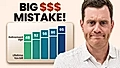 Man beside chart labeled "Big $$$ Mistake!" showing rising retirement tax bill bars from 48 to 65