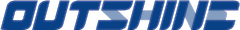 Logo of OUTSHINE in bold, modern blue typography on a transparent background.