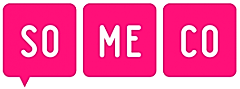 Logo featuring the text 'SO ME CO' in pink boxes, designed for modern branding and marketing.