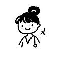 Hand-drawn cartoon of a smiling woman doctor with hair in a bun and stethoscope