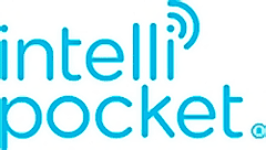 Logo of IntelliPocket, featuring the name in blue with a wireless signal symbol.