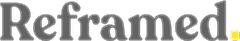 Logo of Reframed, featuring the word 'Reframed' in gray with a yellow dot at the end.