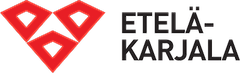 Logo of Etelä-Karjala with a red geometric design above the text, representing a region in Finland.