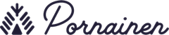 Logo of Pornainen featuring stylized triangle and line designs in dark color.